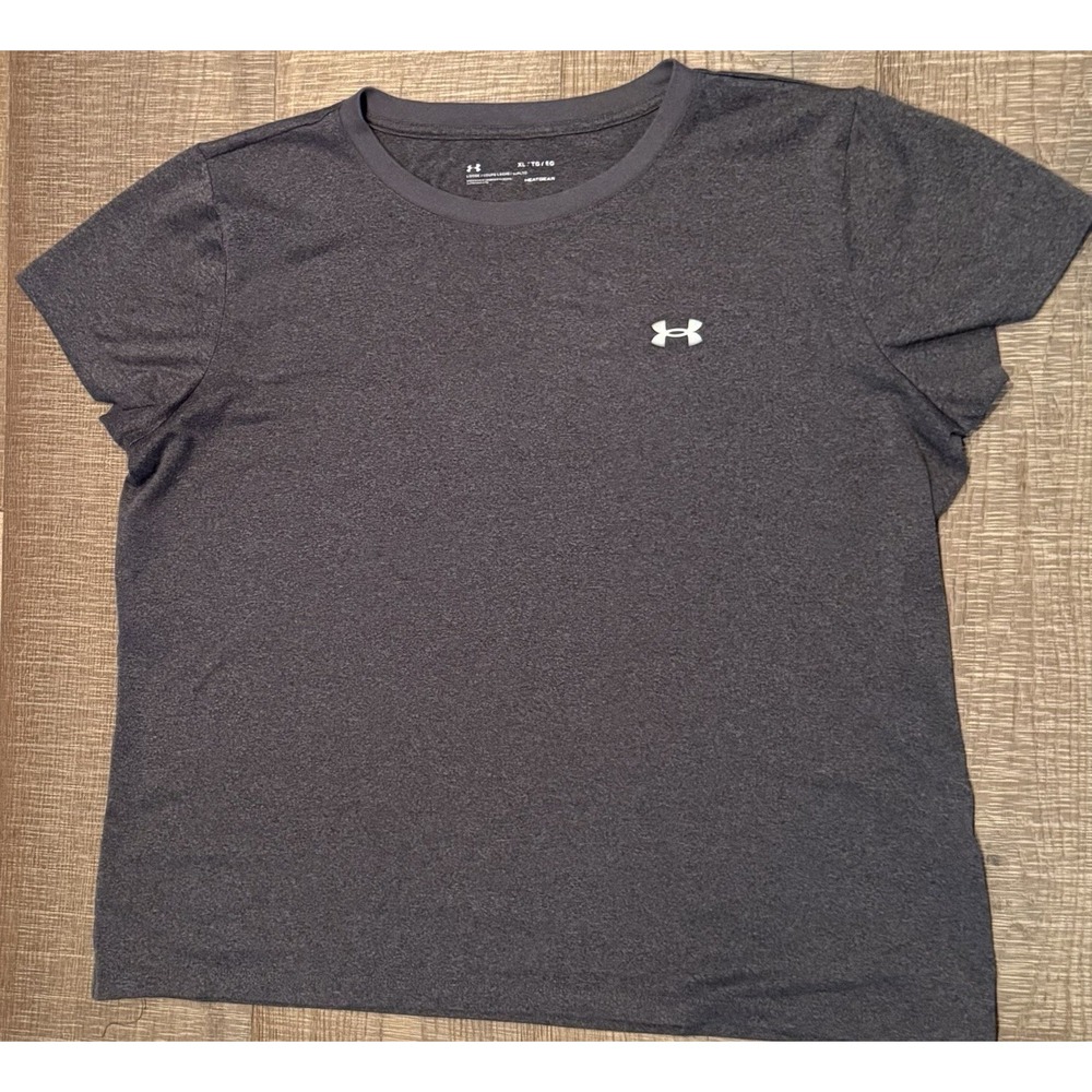 Under Armour HeatGear Women's Gray Polyester Crew Neck Loose Fit Logo Tee XL